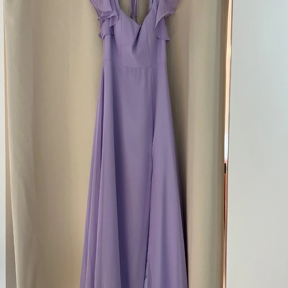 Azazie Bondi Lilac A-Line Ruffled Chiffon Dress - Picture 4 of 7